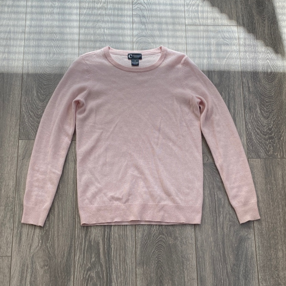 C by Bloomingdales - 100% Cashmere Light Baby Pink Crew Neck Sweater - Size S